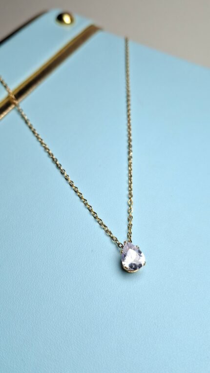 Anti Tarnish Water Drop Pendant Golden Necklace