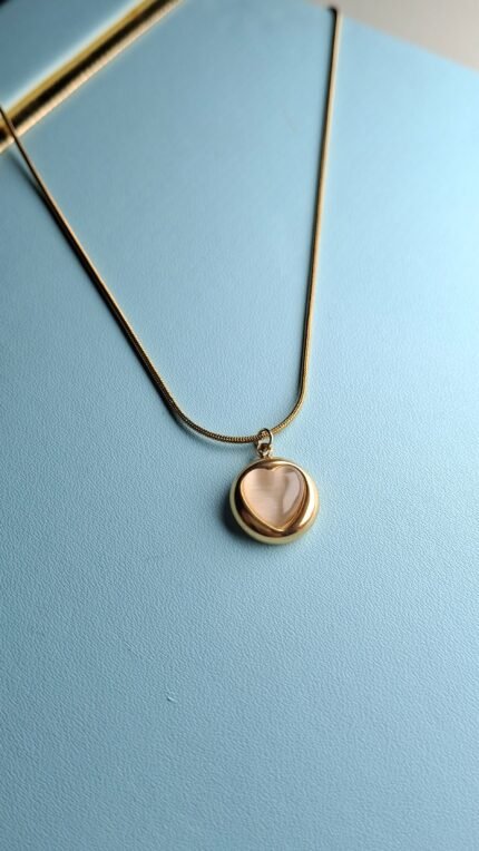 Ivory Heart Charm Golden Anti Tarnish Necklace