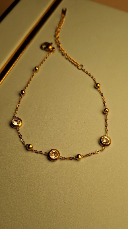 Golden Round Crystal Chain Bracelet