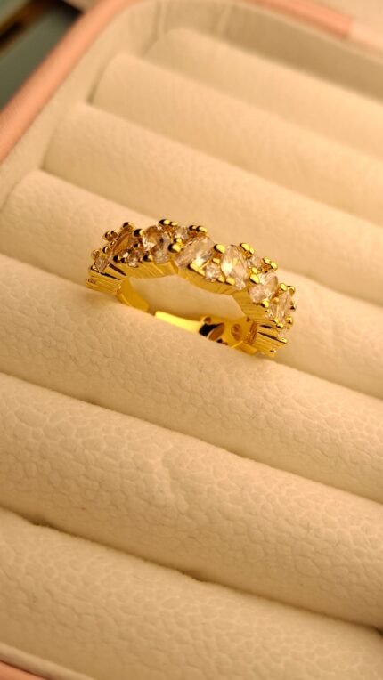 Alternating Crystal Golden Eternity Anti Tarnish Ring by Craft & Tell – waterproof, skin-safe daily wear ring for women
